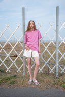 CUT LINE POINT DENIM SHORTS IN WHITE image 20