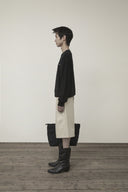 CASHMERE BLENDED ROUND KNIT PULLOVER IN BLACK image 6