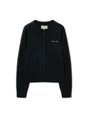 CASHMERE BLENDED ROUND KNIT CARDIGAN IN BLACK image 1