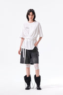 TIE DETAIL DRAPED LOGO TOP IN WHITE image 9