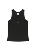 SLEEVELESS HENLEY TOP FOR MEN IN BLACK image 1