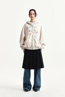 VINTAGE WASHED GRAFFITI HOODY ZIP UP IN BEIGE image 9