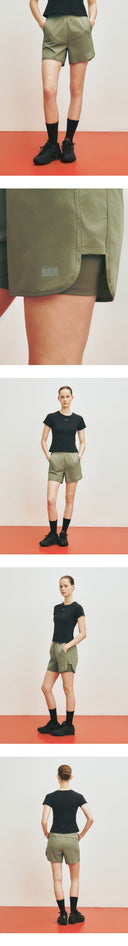 MARITHE SPORT W DOUBLE-LAYER SHORTS IN OLIVE image 7