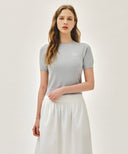W SMALL CLASSIC LOGO HALF KNIT PULLOVER IN HEATHER GREY image 11