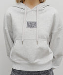 W SMALL CLASSIC LOGO CROP HOODIE IN LIGHT HEATHER GREY image 4