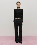 W LACE POINT BOOTS CUT SWEAT PANTS IN BLACK image 3