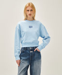 W FLOWER CLASSIC LOGO CROP SWEATSHIRT IN SKY BLUE image 12