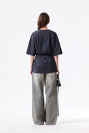 TIE DETAIL DRAPED LOGO TOP IN CHARCOAL GREY image 8
