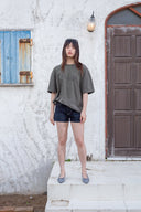 STITCH POINT DENIM SHORTS IN BLACK image 6