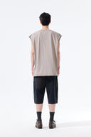 RAW EDGE CUT OUT SLEEVELESS TOP FOR MEN IN BEIGE image 8