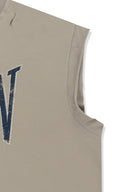 RAW EDGE CUT OUT SLEEVELESS TOP FOR MEN IN BEIGE image 5