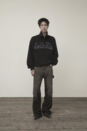 CUT OUT HALF ZIP SWEATSHIRT FOR MEN IN BLACK image 10