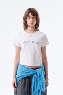 TONAL RIB LOGO CROP TOP IN WHITE image 5