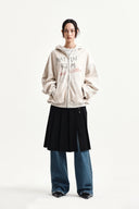VINTAGE WASHED GRAFFITI HOODY ZIP UP IN BEIGE image 20