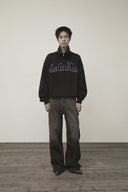 CUT OUT HALF ZIP SWEATSHIRT FOR MEN IN BLACK image 11