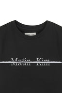 MATIN KIM LOGO CUTTED CROP TOP IN BLACK image 3