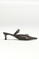 BELTED STILETTO MULE IN BROWN image 5