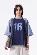 RAW EDGE RAGLAN TOP IN NAVY image 7