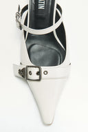 BELTED STILETTO MULE IN IVORY image 8