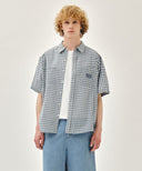 M CHECK HALF SLEEVE SHIRT IN IVORY image 18