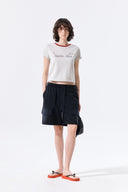 TONAL RIB LOGO CROP TOP IN GRAY image 9