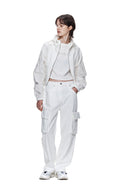 MATIN CROP HOODY COATING JUMPER IN IVORY image 9