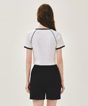 W AEROCOOL SMALL CLASSIC LOGO SLIM RINGER TEE IN IVORY