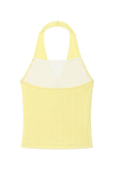 LAYERED BUTTON HALTER NECK TOP IN LIGHT YELLOW image 14