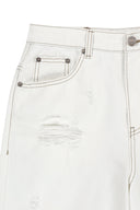 DESTROYED COLOR DYEING DENIM PANTS IN WHITE image 14