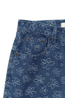 FLOWER PATTERN FLARE DENIM PANTS IN BLUE image 15