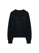 CASHMERE BLENDED ROUND KNIT PULLOVER IN BLACK image 12