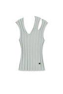 CUT OUT SLEEVELESS KNIT TOP IN LIGHT GRAY image 1