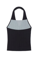 LAYERED BUTTON HALTER NECK TOP IN BLACK image 13