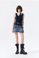CARGO MINI DENIM SKORT IN BLUE image 10