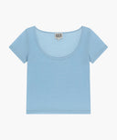 W SMALL CLASSIC LOGO SLEEVELESS LAYERED TEE IN SKY BLUE
