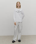 CLASSIC LOGO ONE TUCK CARGO SWEAT PANTS IN LIGHT HEATHER GREY image 3