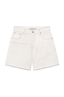 CUT LINE POINT DENIM SHORTS IN WHITE image 1