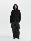 UNI 梭織拼接連帽拉鍊外套 (UNI WOVEN MIX HOOD ZIP-UP) 炭灰色