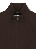 中性高領麂皮拉鍊夾克 (UNI HIGHNECK SUEDE JUMPER) 褐色