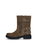 BIKER ANKLE BOOTS IN KHAKI