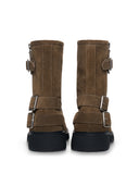BIKER ANKLE BOOTS IN KHAKI