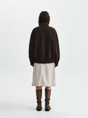 中性高領麂皮拉鍊夾克 (UNI HIGHNECK SUEDE JUMPER) 褐色