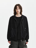 UNI 梭織拼接連帽拉鍊外套 (UNI WOVEN MIX HOOD ZIP-UP) 炭灰色