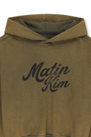 WASHED CALLIGRAPHY LOGO HOODY TOP IN KHAKI