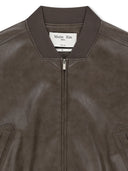 CROP LEATHER BLOUSON IN BROWN