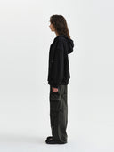 UNI 梭織拼接連帽拉鍊外套 (UNI WOVEN MIX HOOD ZIP-UP) 炭灰色
