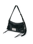 EYELET SHIRRING SHOULDER BAG IN BLACK