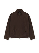 中性高領麂皮拉鍊夾克 (UNI HIGHNECK SUEDE JUMPER) 褐色