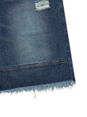 DESTROYED BERMUDA DENIM PANTS FOR MEN IN NAVY