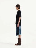 DESTROYED BERMUDA DENIM PANTS FOR MEN IN NAVY